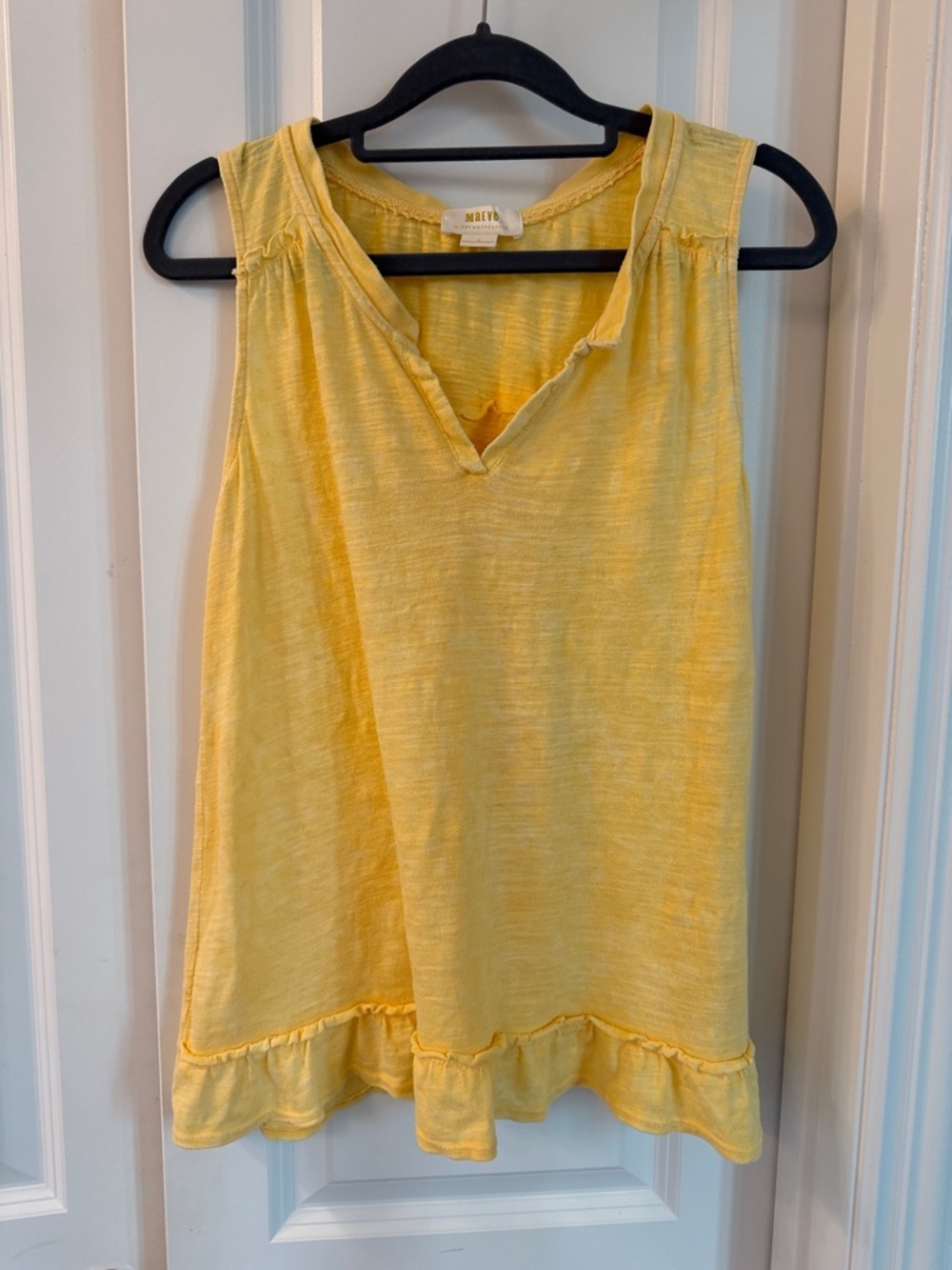 Maeve Yellow Sleeveless Ruffle-Hem Tank